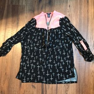 Rue 21 Black and White Cross Print Blouse